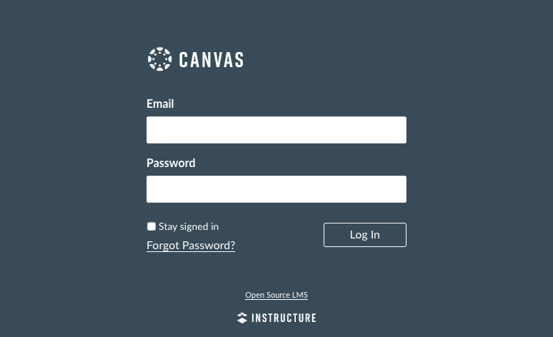 Canvas login page Canvas login page