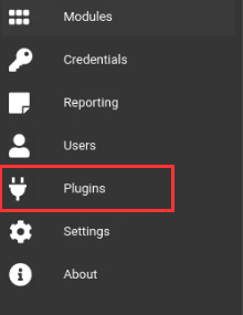 Starkiller UI - plugins option highlighted Starkiller UI - plugins option highlighted