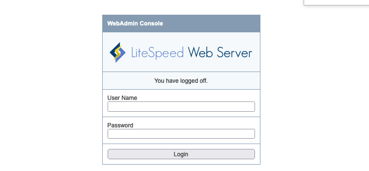Screenshot of LiteSpeed WebAdmin login prompt Screenshot of LiteSpeed WebAdmin login prompt